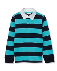 Lands' End Big Boys Husky Long Sleeve Collared Rugby Shirt