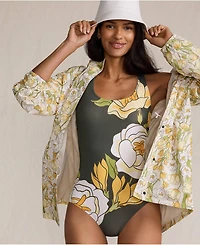 Lands' End Women's Petite Tugless X-Back One Piece Swimsuit