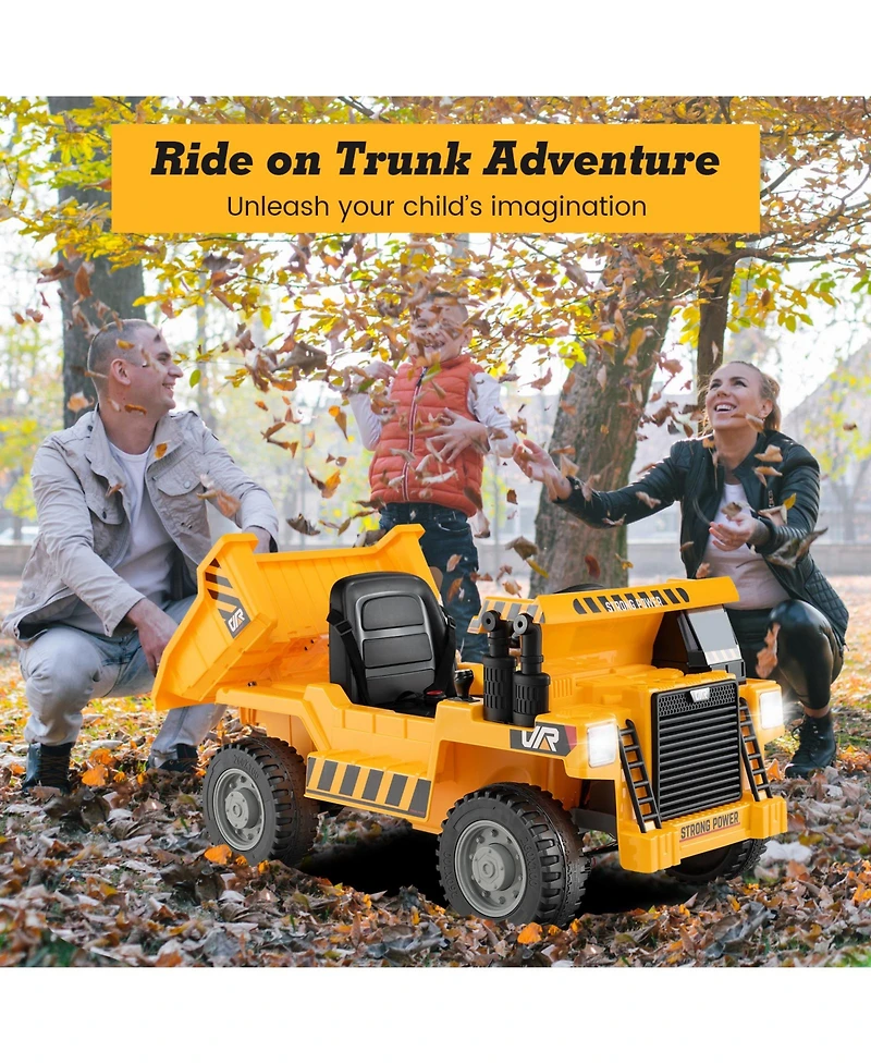 Akiudex 12V Kids Ride On Dump Truck with Remote Control and Storage