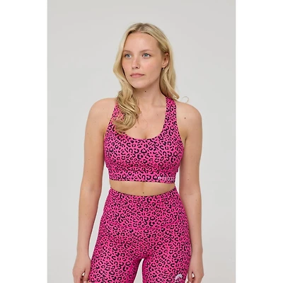 Oosc Women's High Support Elite Crossback Sports Bra - Pink Leopard