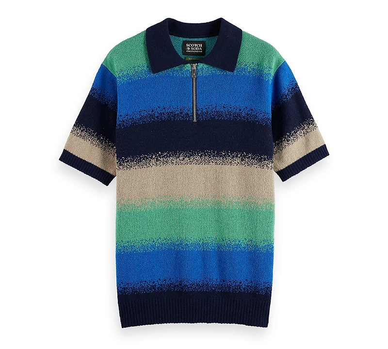 Scotch & Soda Men's Relaxed Fit Short Sleeve Striped Polo Shirt