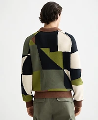 Scotch & Soda Men's Patchwork Long Sleeve Polo Sweater