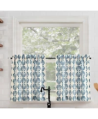 No. 918 Seaside Tonal Seashell Print Semi-Sheer Rod Pocket Kitchen Curtain Tier Pair