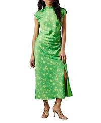 Warehouse Women's Crinkle Satin Button Side Midi Dress