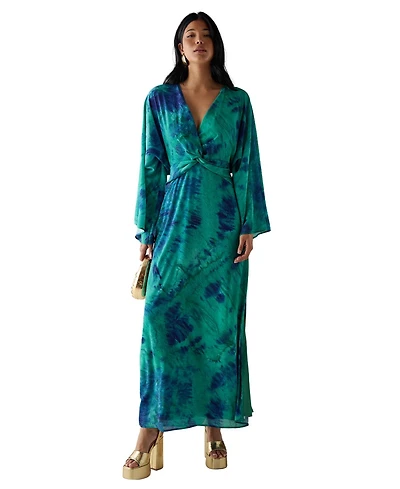 Warehouse Women's Chiffon Wrap Knot Front Maxi Dress
