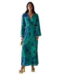 Warehouse Women's Chiffon Wrap Knot Front Maxi Dress