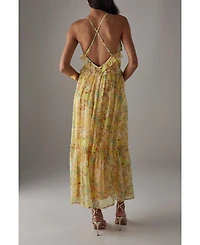 Warehouse Chiffon Ruffle Strappy Floaty Maxi Dres