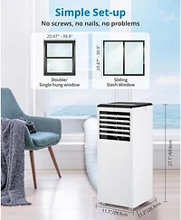 Gaomon 8,000 Btu Portable Ac - 3-in-1 Cooling, Fan & Dehumidifier, Smart Unit with Led Display, Remote Control, Timer & Installation Kit