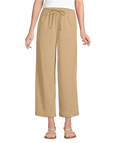Lands' End Women's Sport Knit Elastic Waist Wide Leg Crop Pants