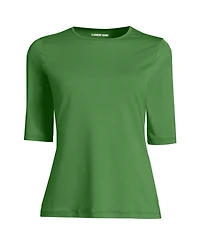 Lands' End Women's Long Torso SunShade Upf 50 Elbow Sleeve Relaxed Rash Guard