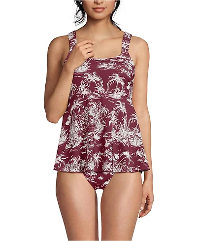 Lands' End Women's Petite Adjustable Scoop Neck Flutter Tankini Top