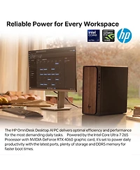 Hp OmniDesk Premium Tower Desktop Intel Core Ultra 7 265 8GB Ram Nvidia GeForce Rtx 4060 512GB Ssd Storage Windows 11 Home - Black