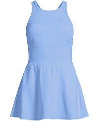 Lands' End Women's Tugless High Neck Swim Dress Swimsuit