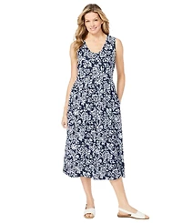 Woman Within Plus Sleeveless Button Front Dress