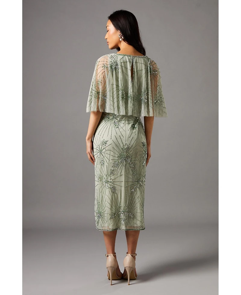 Coast Women's Floral Embellished Cape Midi Dress