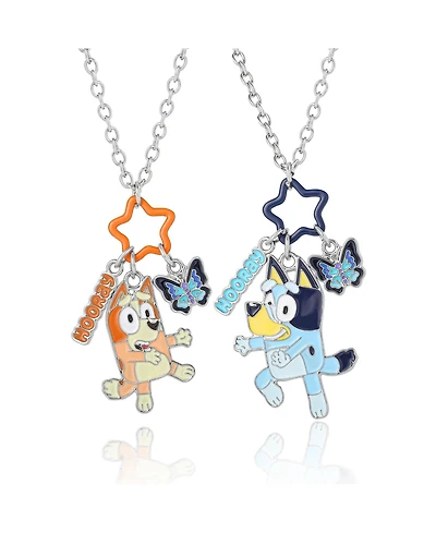 Bluey and Bingo Bff Pendant Necklace Set with Star and Charm Tags - 2 Piece Jewelry Gift