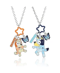 Bluey and Bingo Bff Pendant Necklace Set with Star and Charm Tags - 2 Piece Jewelry Gift