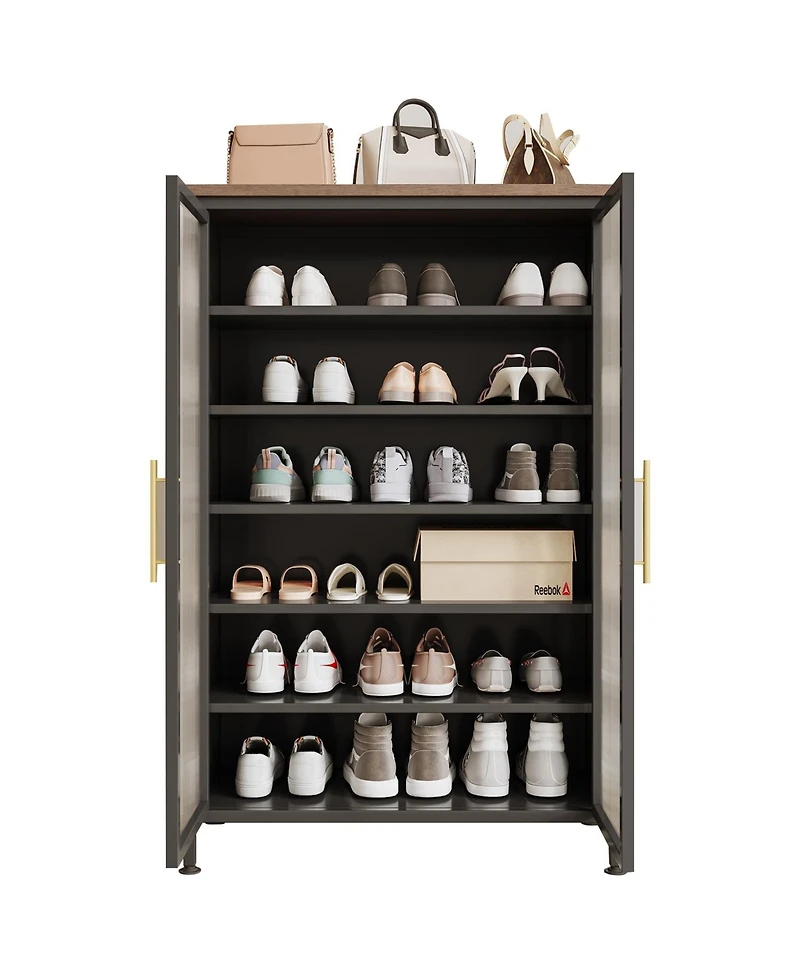 Mega Casa Shoe Storage Cabinet with Doors, 6-Tier Sturdy Support Legs, Shoes Rack Organizer for Entryway, Front Door