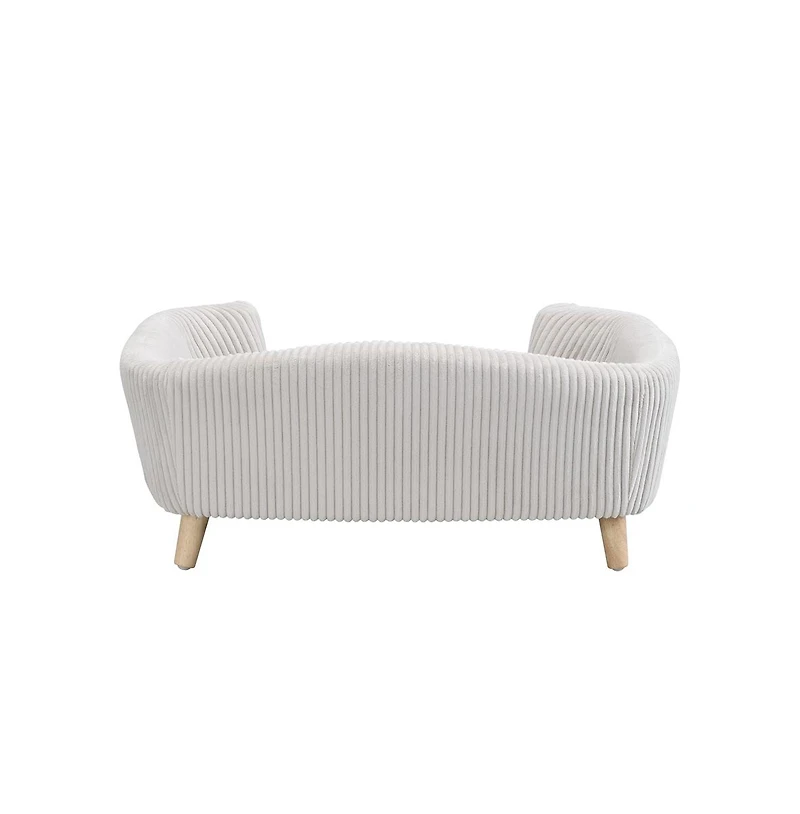 Zeus & Ruta Beige Corduroy Elevated Pet Couch with Wood Legs