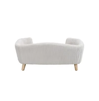 Zeus & Ruta Beige Corduroy Elevated Pet Couch with Wood Legs