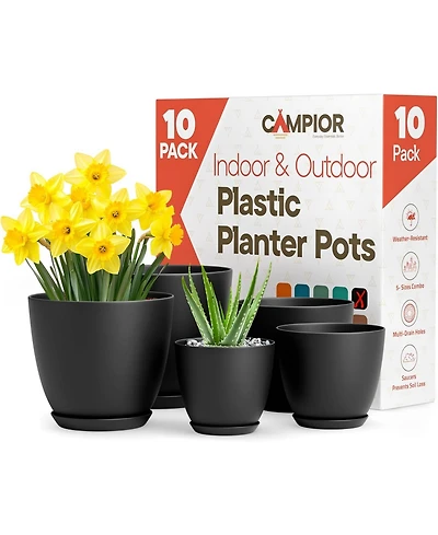 Lifemaster Campior Plastic Plant Pots with Drainage