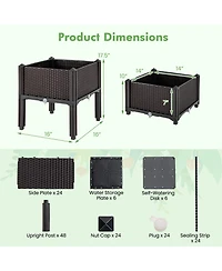 Gymax 6 Pcs Elevated Plastic Raised Garden Bed Planter Kit for Flower Vegetable Grow