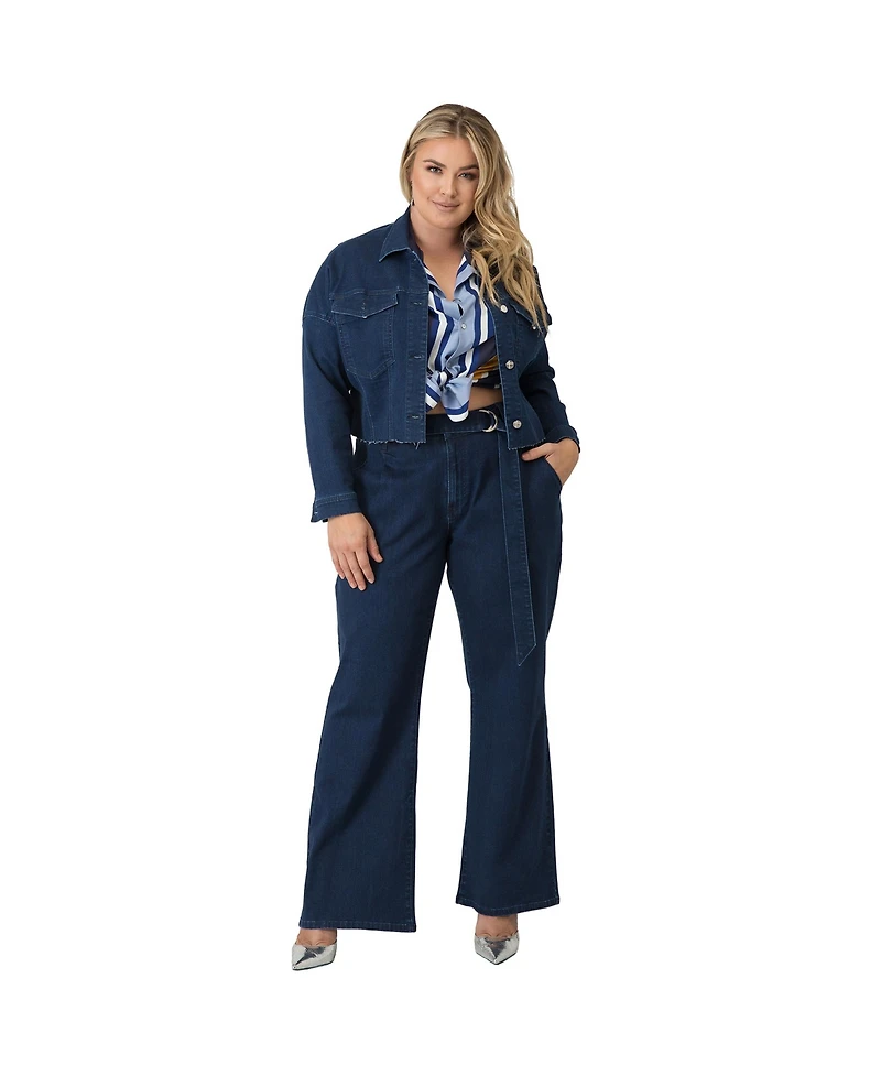 Standards & Practices Plus Drop Shoulder Cropped Indigo Jean Jacket