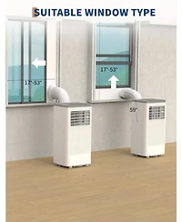 8,000 Btu Portable Air Conditioner - Floor Standing, Cooling, Fan & Dehumidifier, 24H Timer, Window Kit Included, Black & White Top Cover