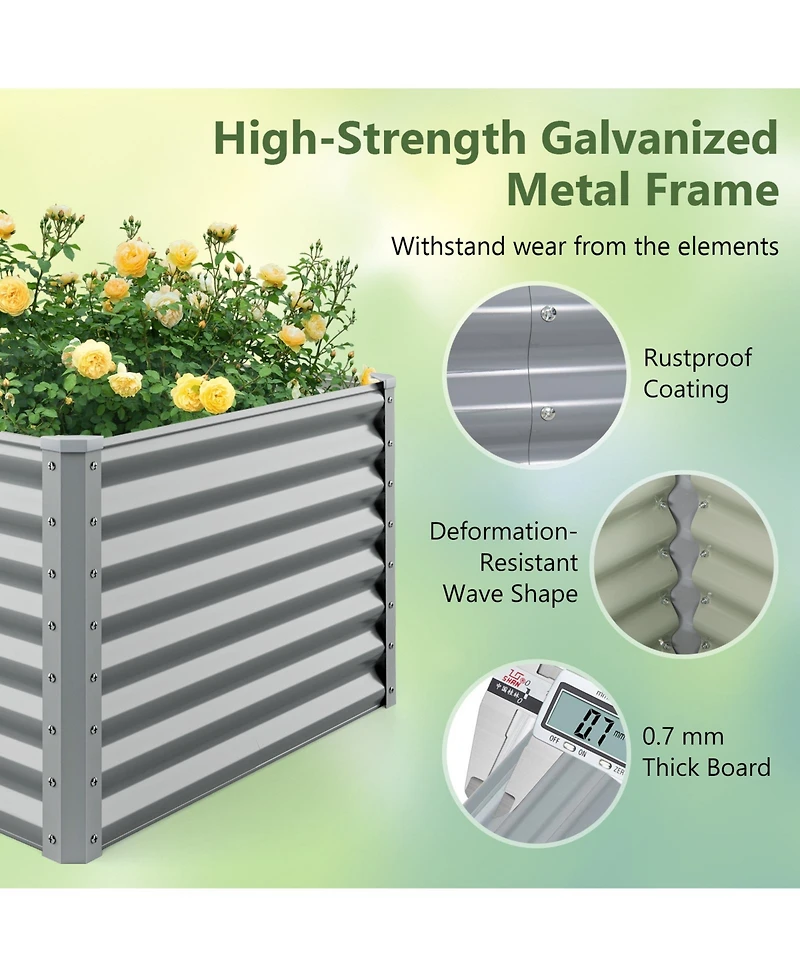 Gymax 2 Pcs Raised Garden Bed Large Metal Planter Box Kit for Vegetable Herb 6' x 3' 2'