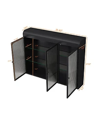 Casainc Arched 3-Door Wall Mounted Glass Cabinet for Kitchen, Living Room, Bathroom