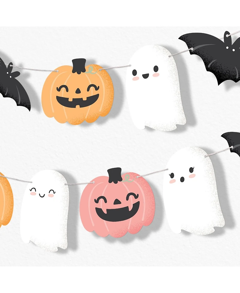 Big Dot of Happiness Pastel Halloween Garland Banner, 30 Feet of Cord, 15 Paper Pastel Themed