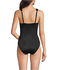 Lands' End Women's Smoothing Sweetheart Shirred One Piece