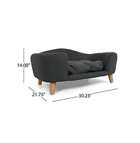 Zeus & Ruta Gray Corduroy Elevated Pet Couch with Wood Legs