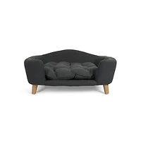 Zeus & Ruta Gray Corduroy Elevated Pet Couch with Wood Legs