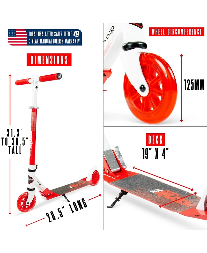 Folding Kick Scooter with Lights - Madd Gear Rush 125