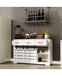 Casainc 53" Farmhouse Buffet Cabinet with 3 Drawers, Barn Doors and Adjustable Shelves