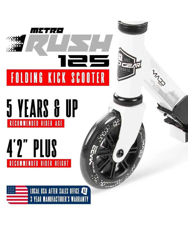 Folding Kick Scooter with Lights - Madd Gear Rush 125