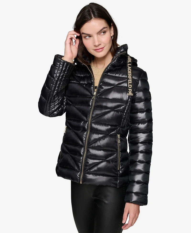Karl Lagerfeld Paris Women's Drawstring Puffer Coat