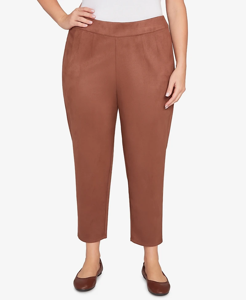 Hearts Of Palm Plus Solid Faux Suede Pants