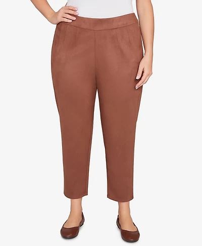 Hearts Of Palm Plus Solid Faux Suede Pants