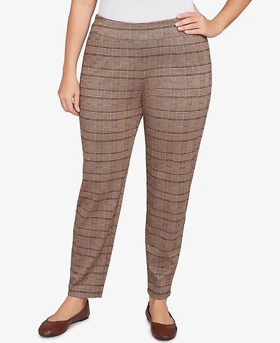 Hearts Of Palm Plus Pull On Plaid Pants