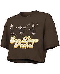 Majestic Women's Brown San Diego Padres Boxy Crop T-Shirt