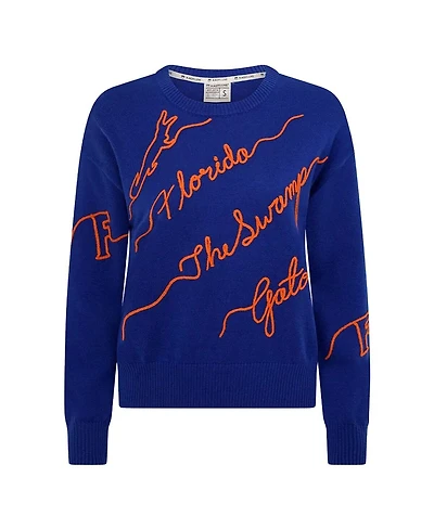 Kadyluxe Women's Royal Florida Gators Love Note Embroidered Pullover Sweater