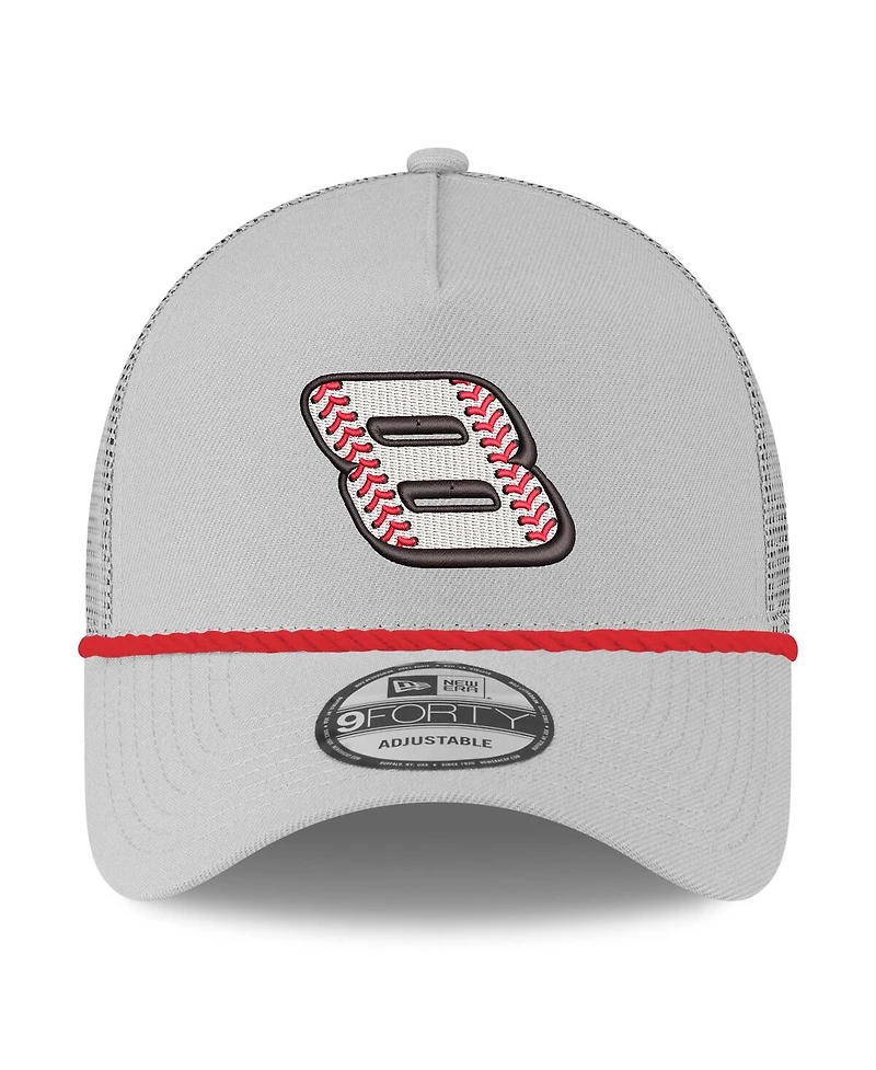 New Era Men's Gray Dale Earnhardt Jr. Budweiser 9FORTY A-Frame Trucker Adjustable Hat