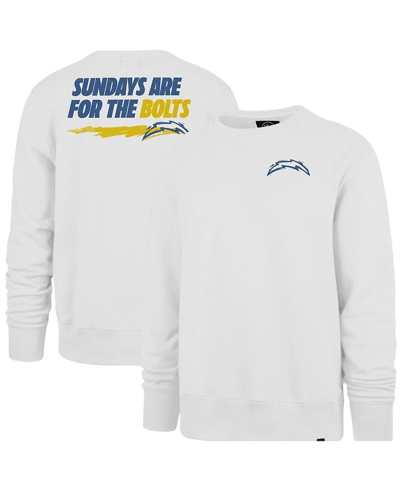 47 Brand Men's White Los Angeles Chargers Sundays are for the Bolts Backer Pullover Sweatshirt
