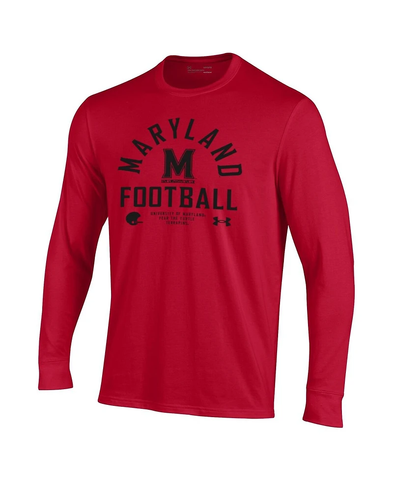 Under Armour Men's Red Maryland Terrapins 2025 Sideline Football Performance Long Sleeve T-Shirt