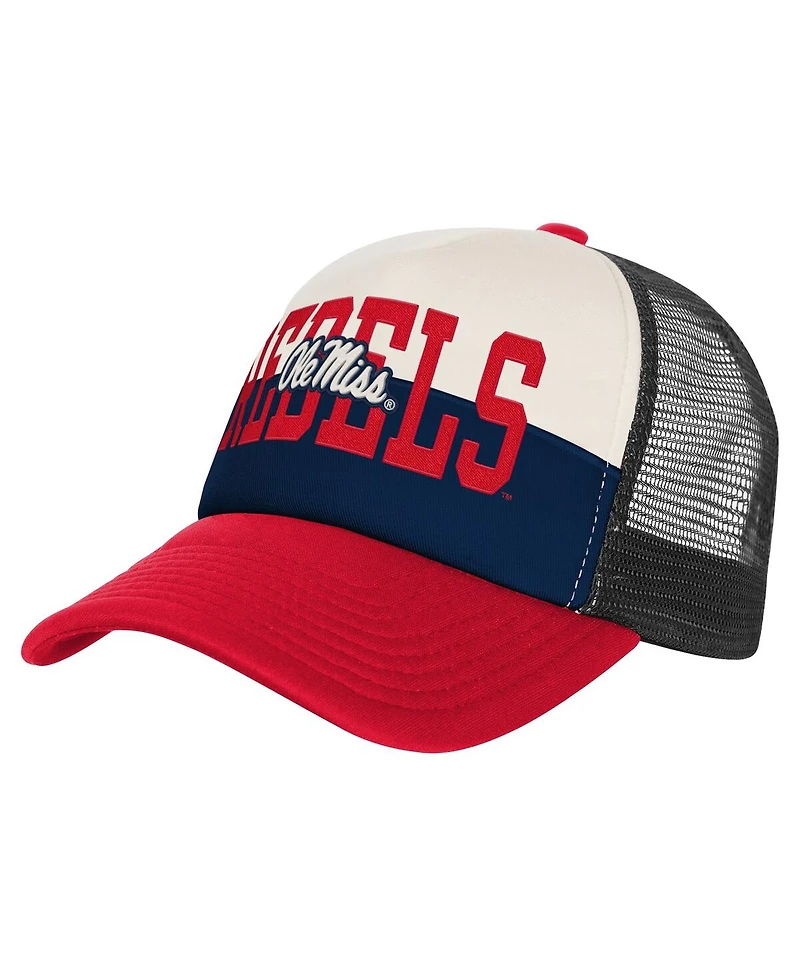 Outerstuff Big Boys and Girls Navy/Cream Ole Miss Rebels Modern Fan Trucker Adjustable Hat