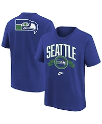 Nike Big Boys and Girls Royal Seattle Seahawks Rewind Front Back Essential T-Shirt
