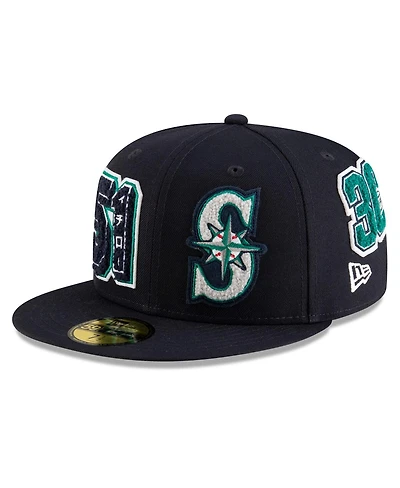 New Era Men's Ichiro Suzuki Navy Seattle Mariners 2025 Baseball Hall of Fame Patched 59FIFTY Fitted Hat