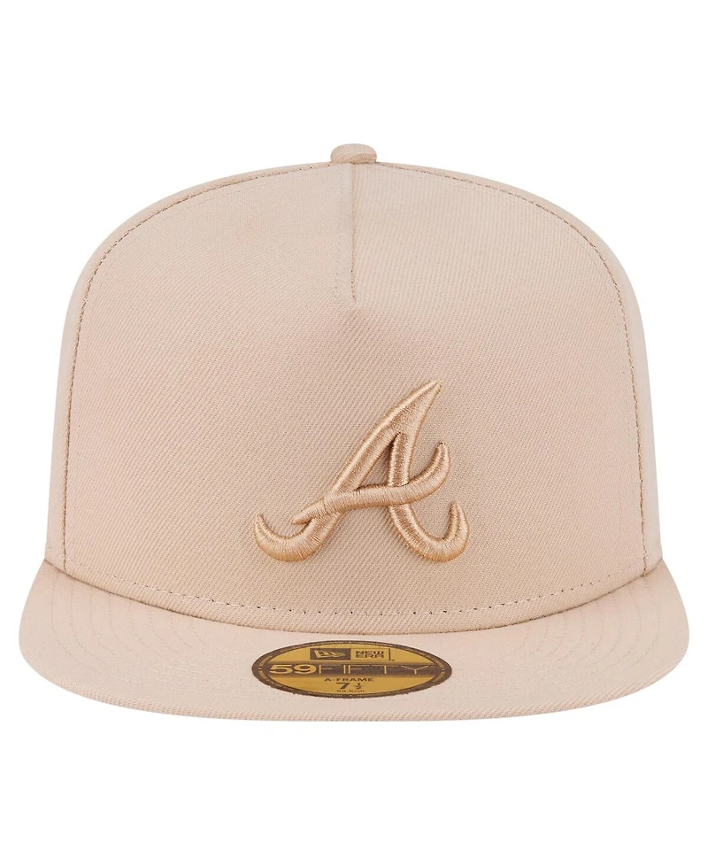 New Era Men's Light Beige Atlanta Braves Color Pack A-Frame 59FIFTY Fitted Hat